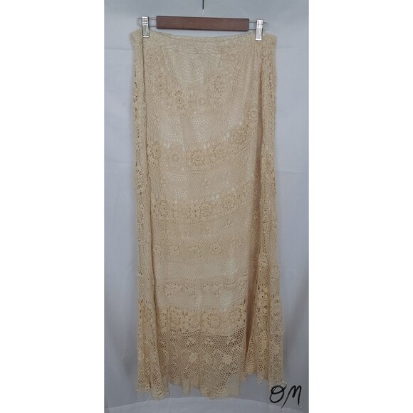 Pat Dahnke Waller, Texas Vintage Custom Made Cream/Ecru Crochet Skirt - Rare! - Picture 1 of 6